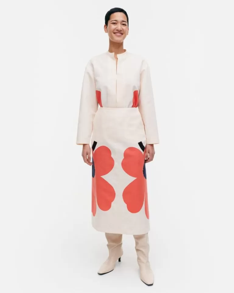 Online Kaksi Heijastus Unikko Cotton Linen Skirt Woman Skirts