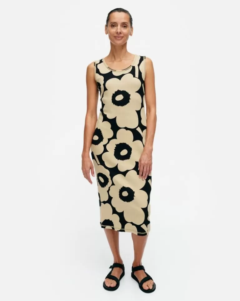 Fashion Simpukka Unikko Rib Dress Woman Printed Fabrics